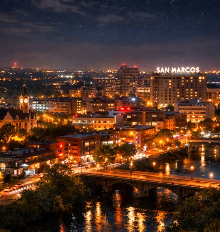 sky view of san marcos texas.